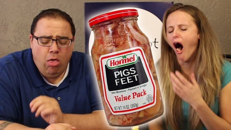 People grossed out by pigs feet