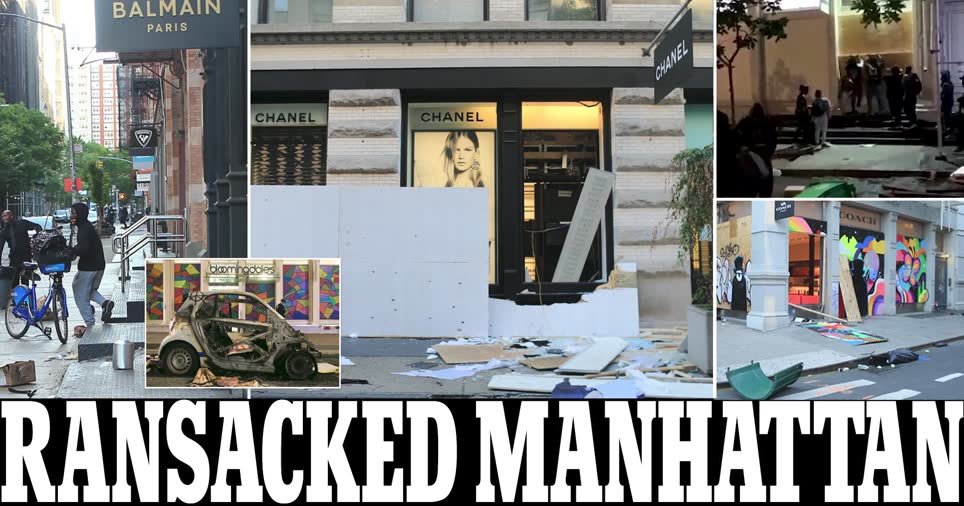 Many stores in New York city were damaged by rioters and looters