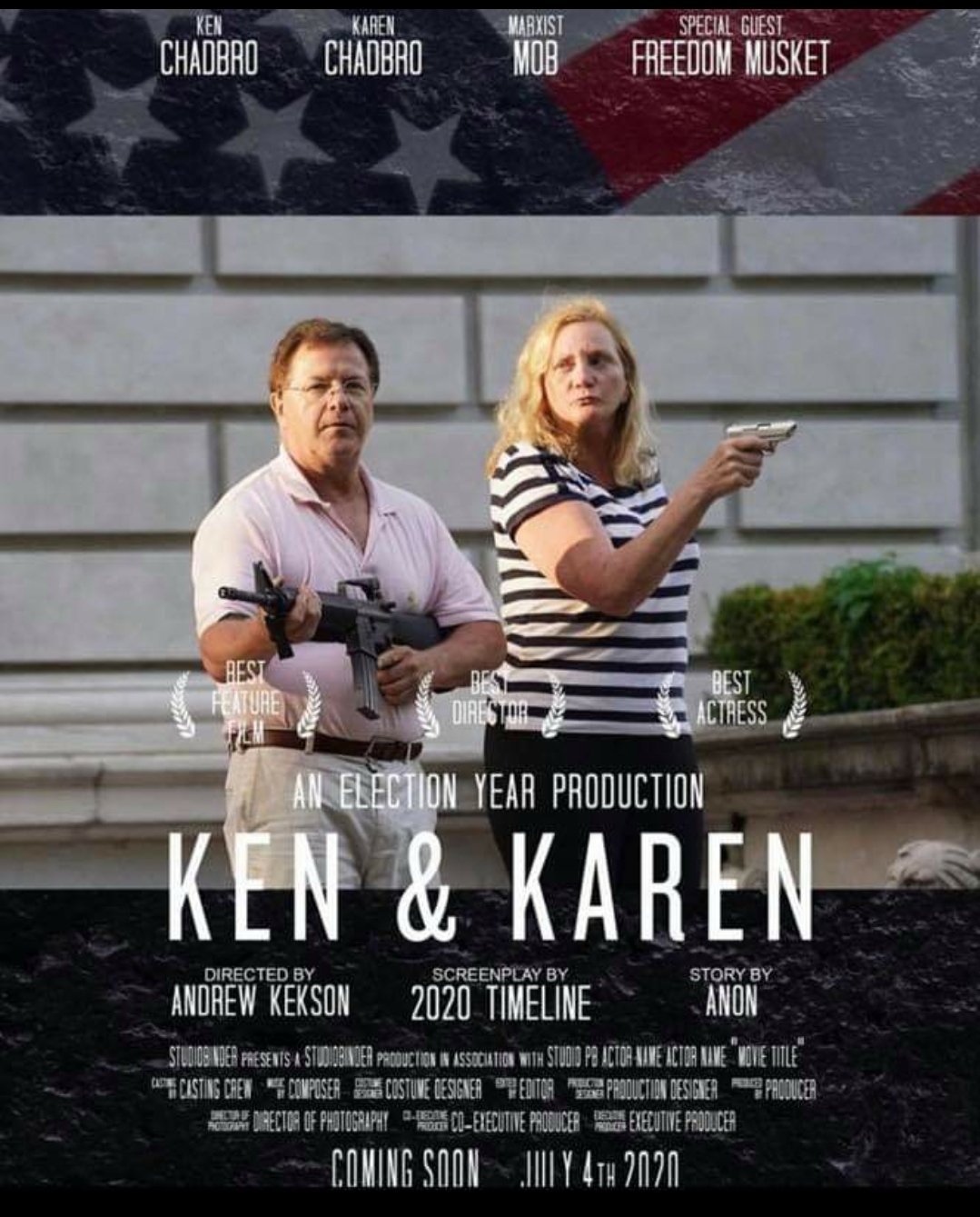 This meme of Ken and Karen is meant to mock the actions of two residents as protesters marched by their home.