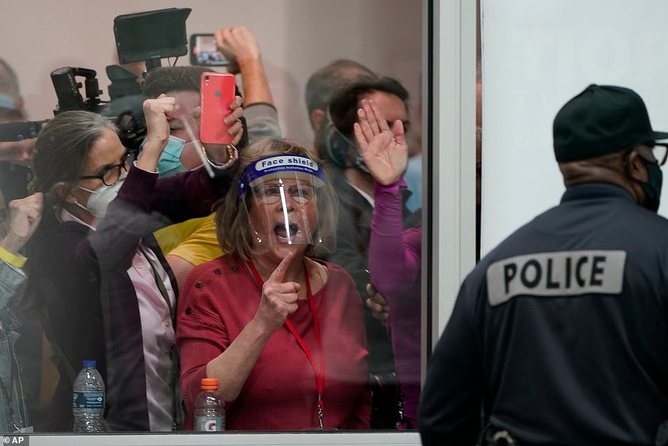 Protesters in Michigan attenmpt to strong arm a building where election workers were counting ballots