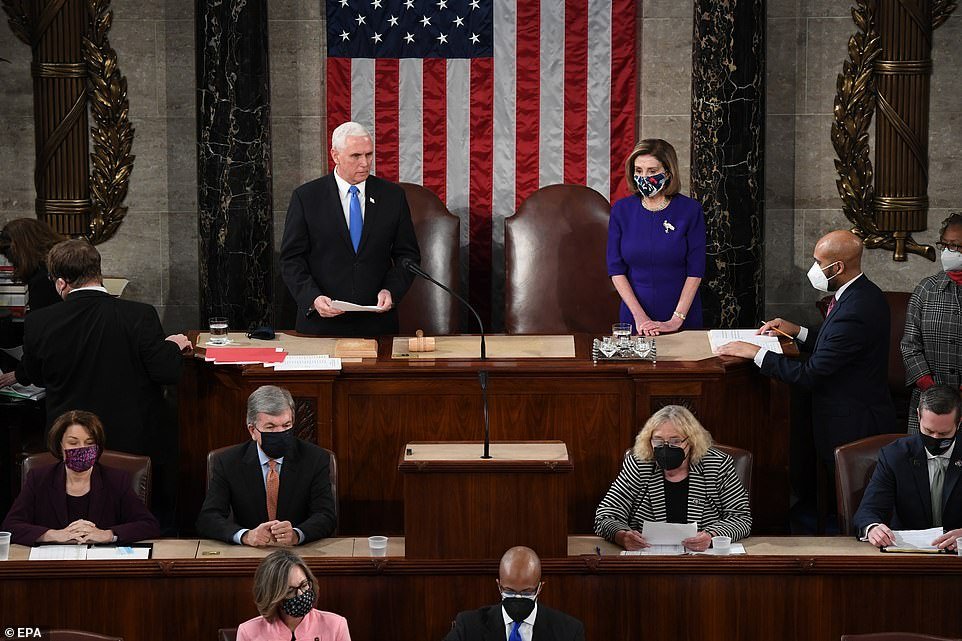 Mike Pence presiding over the electoral college vote count. 