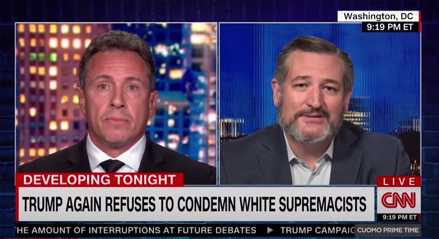 Chris Cuomo taking to Ted Cruz about Donald Trump